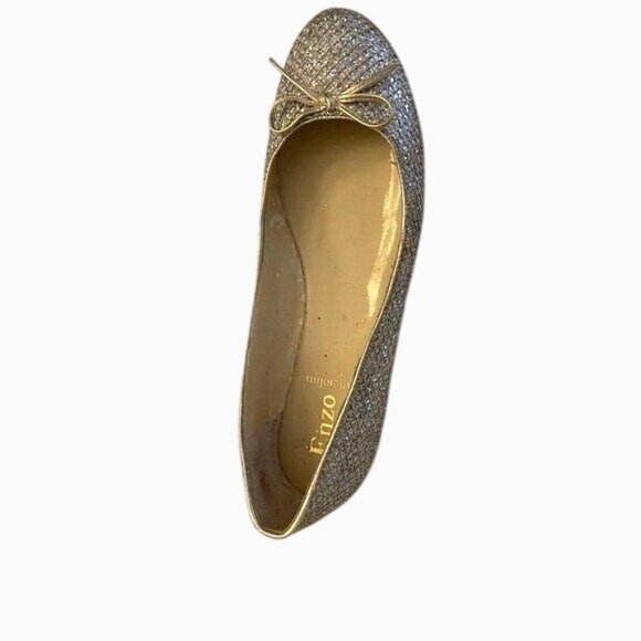 Enzo Angiolini Women 9.5M Gold & Silver Glitter Fairy Ballet Flats W/ Bow Detail - Picture 10 of 14